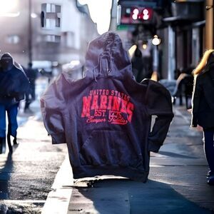 U.S. MARINES  HOODIE/SWEATSHIRT   Unisex Semper Fidelis Est 1775 Maroon LARGE